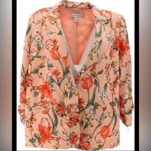Floral Peach Blazer Jacket - Women's Peach Floral Coat